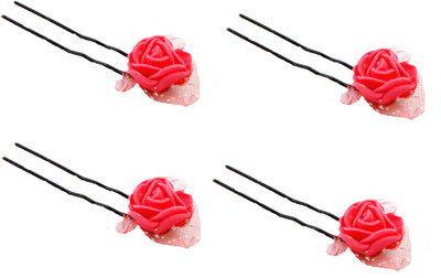 

Sanjog Flower Bun Pin/U Pin For Wedding/Party Hair Clip(Red)