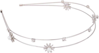 

Aaishwarya Dual Strand Starry Stone & Pearl Studded Party look Hair Band(Silver)