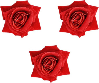 

Majik Flowers for bun making Set of 3 Hair Clip(Red)