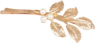 

Crunchy Fashion Contemporary Leaves with Pearl Twist Hair Pin(Gold)