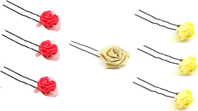 

Sanjog Bun Pin/U Pin For Wedding/Party Hair Clip(Yellow, Red, Gold)