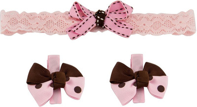 

Babies Bloom Pink and Brown Satin Ribbon Bow and Hair Clip(Pink, Brown)