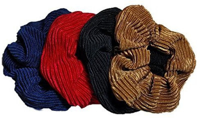 

Threddies Satin Scrunchie Set, Set of 4 Pleated Satin Scrunchies in Assorted Solids (Dark Assortment) Hair Accessory Set(Multicolor)