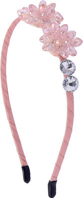 

The Ethnic Wears Metal Alloy, Silk Covered, Beeds, Crystal & CZ Stones, etc. Hair Band(Pink)