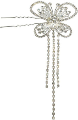 

Muchmore Beautiful Silver Plated Floral Design Look Hair Clip For Girls & Women Hair Clip(White)