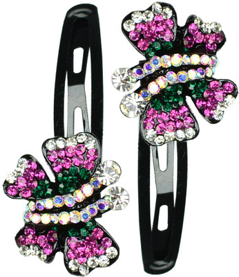 

Glitters Online Dark Pink Colour American Diamond Hair Clip(Pink)