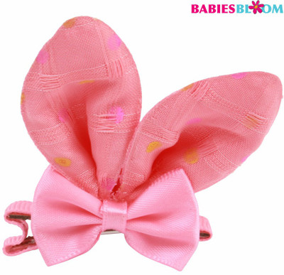 

Babies Bloom Imported Bunny Flower Hair Bows Tie Grooming Hair Clip(Pink)