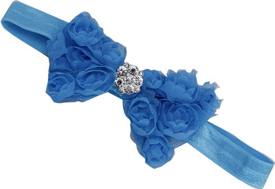 

Pikaboo Rhinestone centre rosette Head Band(Blue)