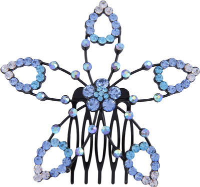 

Pink Rose Floral Hair Clip(Blue)