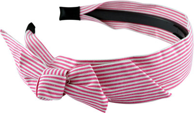 

Sarah Striped Bow Hair Band(Pink)