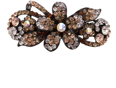 

Glitters Online Floral Design Golden Stone Hair Clip(Gold)