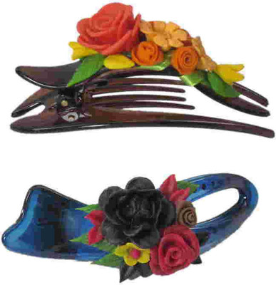 

Advanc Hotline Porcelain clay work fancy banana clip (Combo of 2) Hair Clip(Multicolor)