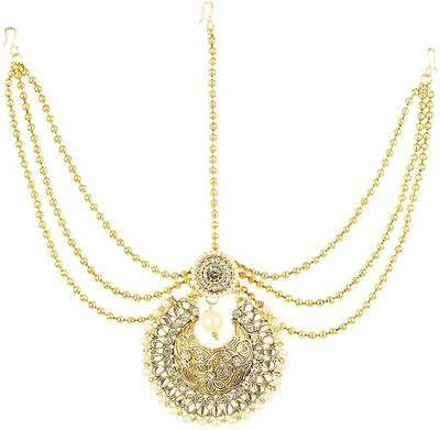

Sanjog Wedding Pearl Statement Matha Patti Maang Tikka Hair Pin(Gold)