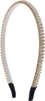 

The Ethnic Wears Metal Alloy, Silk Covered, Beeds, Crystal & CZ Stones, etc. Hair Band(Silver)