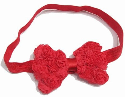 

Pink & Blue India Baby Net Hair Bow in Red With Rose Flower Head Band(Red)