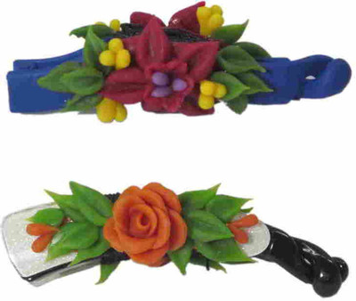 

Advanc Hotline Porcelain clay work fancy banana clip (Combo of 2) Hair Clip(Multicolor)