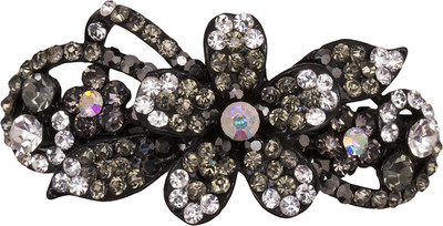 

Glitters Online Floral Design Black & White Stone Hair Clip(Black)