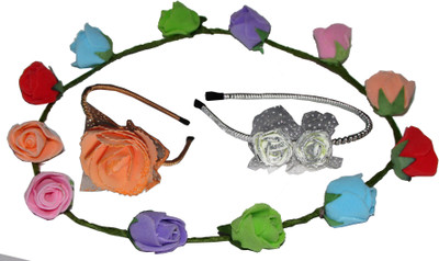 

Juhi Tiara with Floral Hairbands Hair Accessory Set(Multicolor)