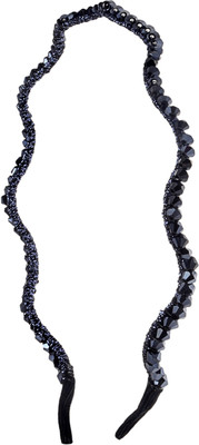 The Ethnic Wears Metal Alloy, Silk Covered, Beeds, Crystal & CZ Stones, etc. Hair Band(Black)