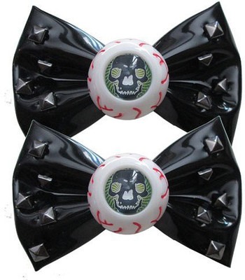 

Kreepsville 666 Skull Stud Eyeball Hair Bow Slides Hair Accessory Set(Black)