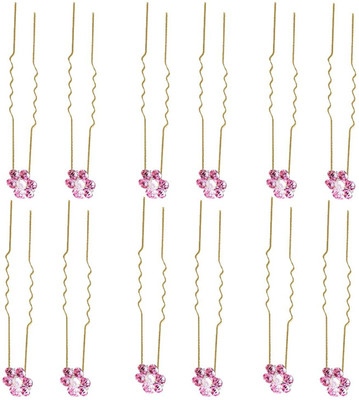 

Chooz Designer Studio Hot Pink Rhinestone Flower Hair Clip, Bun Clip, Back Pin, Hair Accessory Set(Pink)