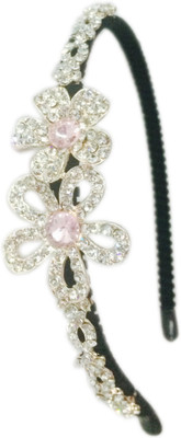 

Loops n knots Pink Crystal Shinny Flowers Hair Band(Gold)
