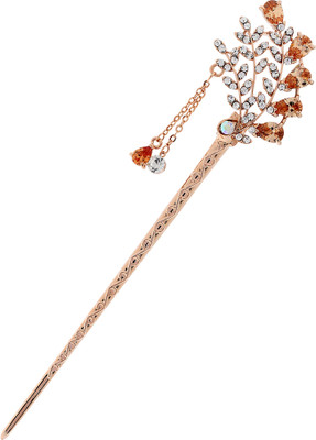 

Pink Rose Princess Charm Bun Stick(Brown, White)