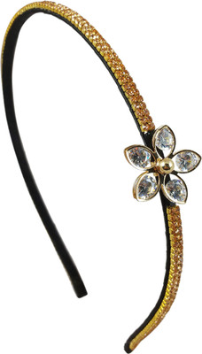 

Ammvi Creations Crystal Flower Charm Golden CZ Embellished Exclusive for Women Hair Band(Multicolor)