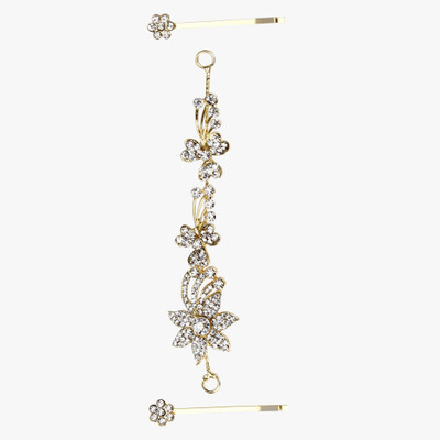 Pink Rose Charm Hair Chain(Gold)