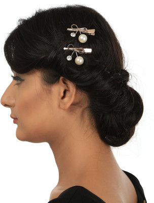 

Prita Off-White Pearl Side Pin Hair Clip(Gold)