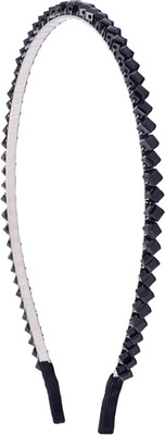 

The Ethnic Wears Metal Alloy, Silk Covered, Beeds, Crystal & CZ Stones, etc. Hair Band(Black)
