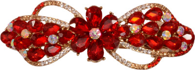 

Mansiyaorange party Wedding casual wear fancy Golden pin accessories Hair Clip(Red)