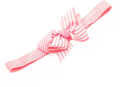 

NeedyBee Newborn Grosgrain Pink Stripes Ribbon Bow Infants Baby Head Band(Pink)