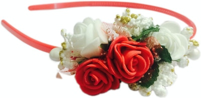 

Loops n knots Red Floral Tiara Hair Band(Red)