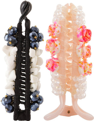 

My DT Lifestyle TRENDY HANDMADE COMBO Banana Clip(Black, Beige)