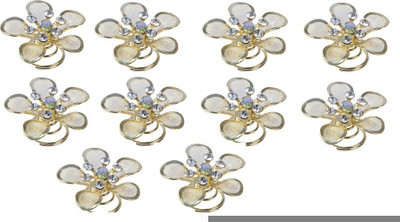 

Pink Rose Charm (10 Pins) Hair Pin(Gold)