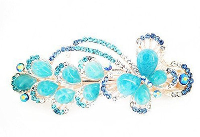 

HZW Yeshan Lady lovely Jewelry Rhinestone Crystal beaded Butterfly Design Alloy Hair Barrettes Clips,Blue Hair Claw(Blue)