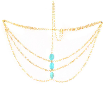 

Blur Blue Bead Chain headband Head Band(Blue, Gold)