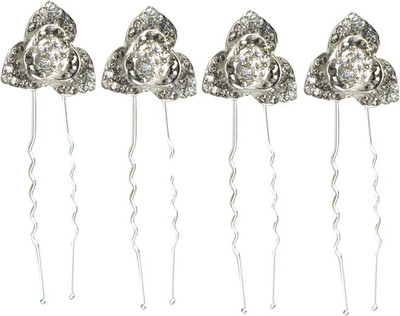 

Glitters Online Silver Colour Hair Pin(White, Silver)