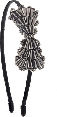 

The Ethnic Wears Metal Alloy, Silk Covered, Beeds, Crystal & CZ Stones, etc. Hair Band(Black)