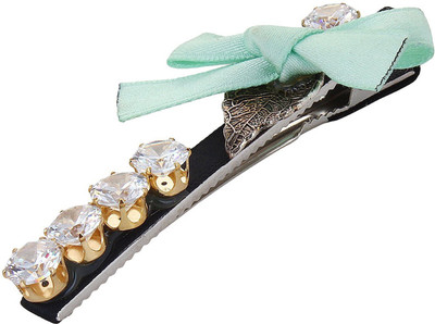 

Fayon Daily Casual Work Green Bow Lace Leaf Black Hair Pin(Green)
