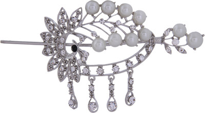 

Pink Rose Bridal Mayur Charm Juda Stick Hair Pin(White)