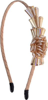 

The Ethnic Wears Metal Alloy, Silk Covered, Beeds, Crystal & CZ Stones, etc. Hair Band(Pink)