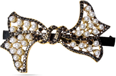 

Sparkle Street Glitter Bow Hair Clip(White, Silver)