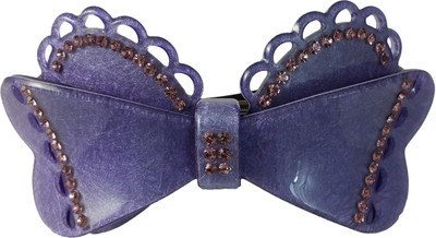 

Ammvi Creations GlossBow and Butterfly Wings Pattern CZ Adorned Delightful for Women Hair Clip(Purple)