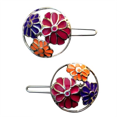 

B-Fashionable Neon Flower Round Wire Clasp Hair Pin(Multicolor)