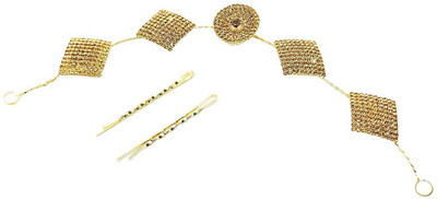 

AccessHer Stone Studded wedding and Party Fancy Premium Quality Tiara With Pin Hair Accessories For Women&Girls Head Band(Gold)