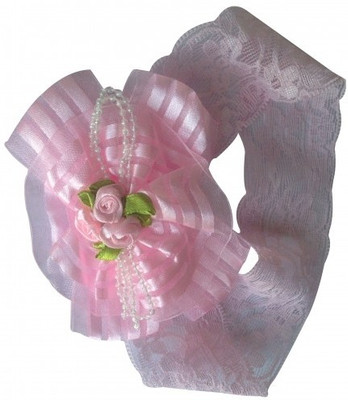 

NeedyBee Soft Lace with A Center Bow with Roses Embellishment Head Band(Pink)