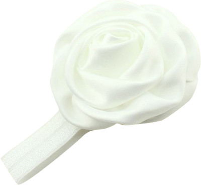 

AkinosKIDS Shiny Smooth Rose Soft Elastic Satin Lace Head Band(White)