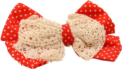 

AkinosKIDS Cute Dotted bowknot linen lace Head Band(Red)